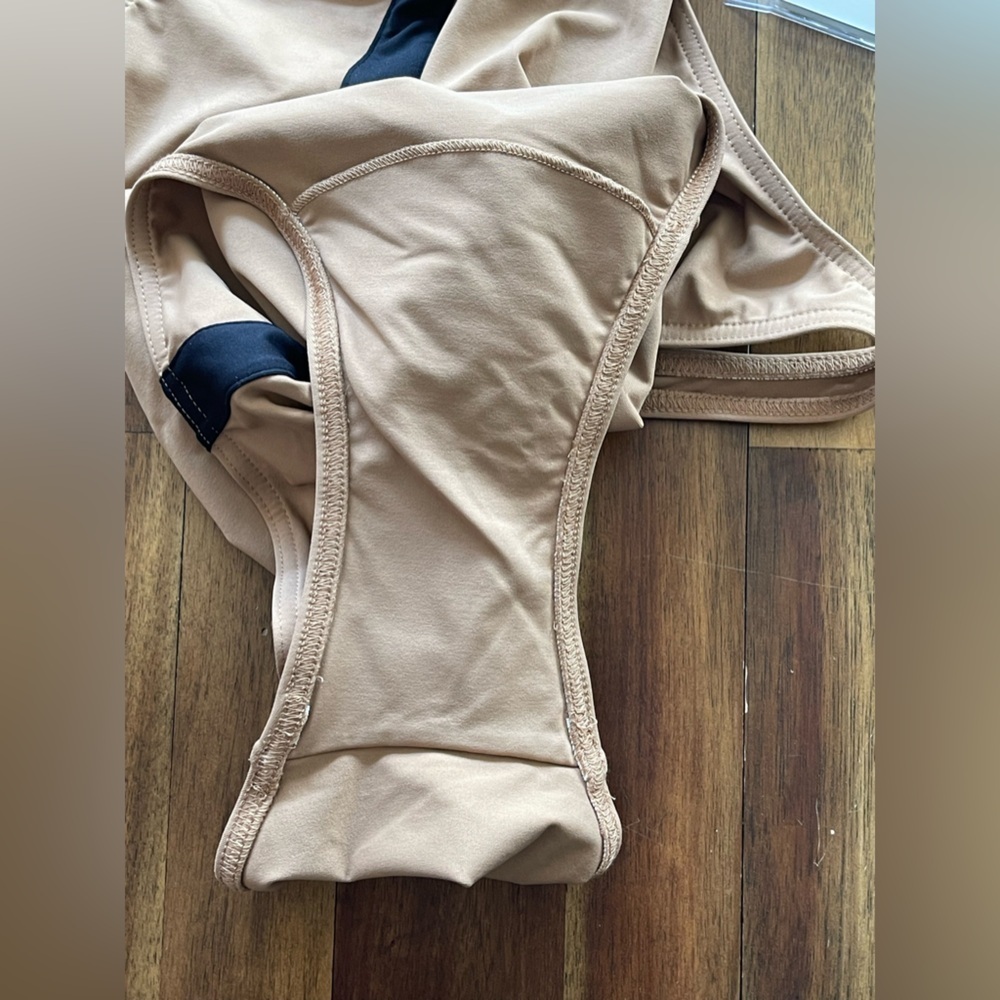 WARDROBE.NYC Striped OnePiece Swimsuit Khaki and Black Designer Swimwear - Picture 4 of 10
